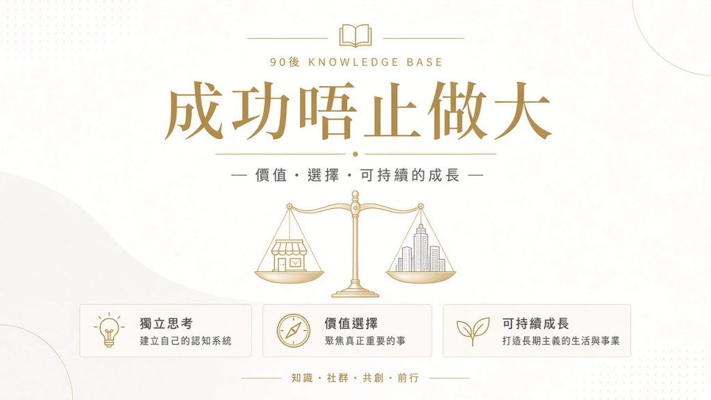 創業成功唔止做大：穩定收入同生活平衡都算數